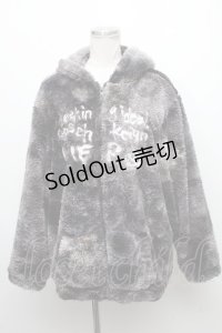 NieR Clothing / 刺繍ファーパーカー  グレー S-24-11-25-053-PU-TO-HR-ZT398