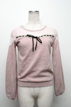 画像1: Rojita / ドットチュール切替ニットワンピース  ピンク S-24-11-29-025-LO-OP-HR-ZT017