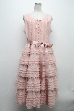 画像1: PINK HOUSE / ウーリーチュールフリル使いローンワンピース  ピンク S-24-11-29-047-LO-OP-AS-ZT064