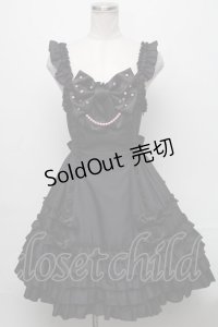 Angelic Pretty / ドレッシーサテンフリルジャンパースカート  黒 S-24-12-01-056-AP-OP-AS-ZS