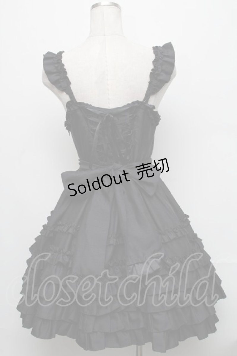 画像2: Angelic Pretty / ドレッシーサテンフリルジャンパースカート  黒 S-24-12-01-056-AP-OP-AS-ZS (2)