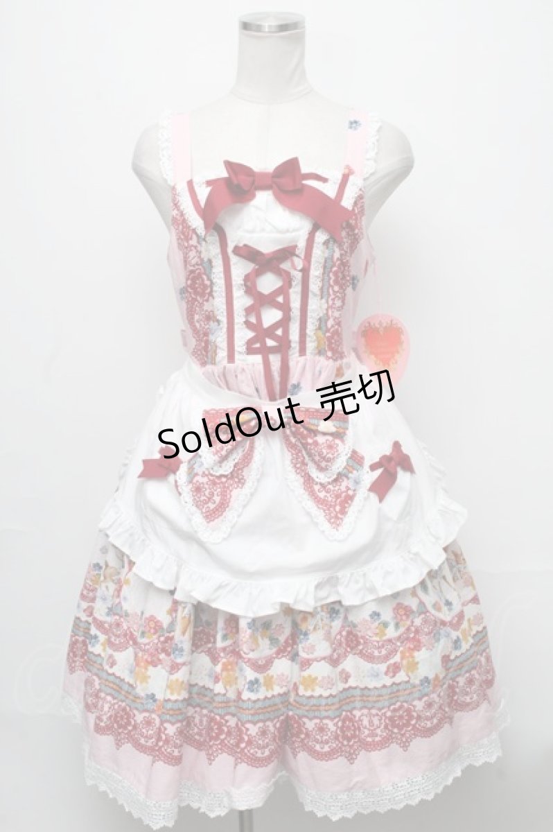 画像1: BABY,THE STARS SHINE BRIGHT / Pastoral Decoration Paletteエプロンジャンパースカート  ピンク S-24-12-01-059-BA-OP-AS-ZS (1)