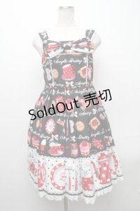Angelic Pretty / French Cafe胸リボンジャンパースカートセット  黒 S-24-12-04-055-AP-OP-AS-ZS