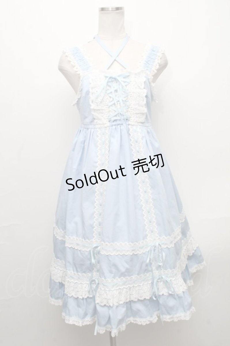 画像1: BABY,THE STARS SHINE BRIGHT / タータンチェックベビードールジャンパースカート&プリンセスドロップヘッドドレスセット  サックス S-24-12-04-070-BA-OP-AS-ZS (1)