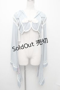 Ozz oneste / 着物袖ボレロ  サックス S-24-12-06-030-OO-TO-AS-ZS