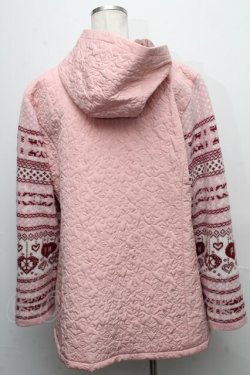 画像2: PINK HOUSE / ジャガードニット袖キルティングコート  ピンク S-24-12-09-036-LO-OP-AS-ZT-C024