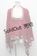 Qutie Frash / 和柄ポンチョ  赤 S-24-12-09-046-QU-JA-HR-ZS