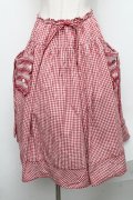 PINK HOUSE / デイジーモチーフ付きギンガムスカート  赤 S-24-12-13-083-LO-SK-SZ-ZT356