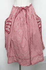 PINK HOUSE / デイジーモチーフ付きギンガムスカート  赤 S-24-12-13-083-LO-SK-SZ-ZT356