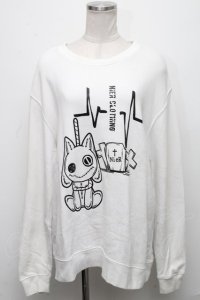 NieR Clothing / プリントトレーナー  白 S-24-12-15-063-PU-TO-HR-ZT376