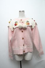 画像1: PINK HOUSE / チェリーモチーフ使いヨーク編みニットカーディガン  ピンク S-24-12-17-049-LO-TO-AS-ZS (1)