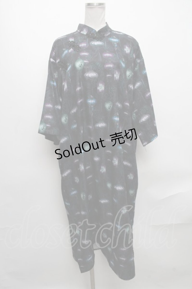 画像1: 【SALE】DXMOUVE / 花鳥提灯柄チャイナワンピース  ブルー S-24-12-17-030-PU-OP-ET-ZT407 (1)