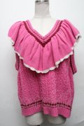 Candy Stripper / FRILL CABLE KNIT VEST  ピンク S-24-12-17-048-PU-TO-AS-ZT203