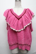 画像1: 【SALE】Candy Stripper / FRILL CABLE KNIT VEST  ピンク S-24-12-17-048-PU-TO-AS-ZT203 (1)