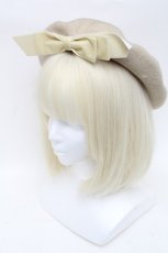 画像1: 【SALE】Maria pipi / ベルベットリボンベレー  ベージュ S-24-12-20-003-EL-AC-AS-ZT433 (1)