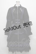 Ozz On / フロントジップ長袖ワンピース  黒ｘ紺 S-24-12-23-064-OO-OP-HR-ZS