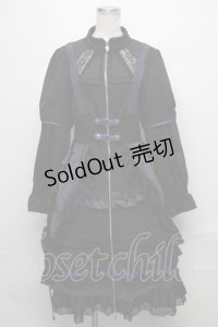 Ozz On / フロントジップ長袖ワンピース  黒ｘ紺 S-24-12-23-064-OO-OP-HR-ZS