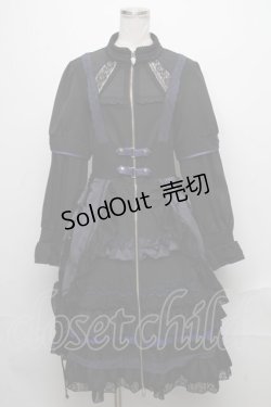 画像1: Ozz On / フロントジップ長袖ワンピース  黒ｘ紺 S-24-12-23-064-OO-OP-HR-ZS