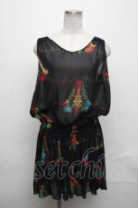 画像1: 【SALE】HYSTERIC GLAMOUR / プリントシフォンワンピース  黒 S-24-12-23-083-PU-OP-HR-ZT187 (1)