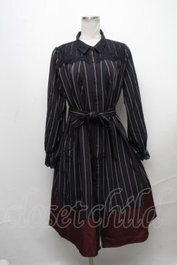 画像1: axes femme / ブローチ付バイカラーワンピース  赤ｘ紺 S-24-12-24-050-AX-OP-HR-ZI