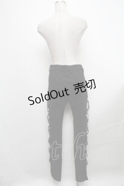 画像2: NAOTO SEVEN / サイド編み上げプリントパンツ  黒 S-24-12-24-083-HN-PA-HR-ZT149