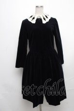 画像1: Jane Marple / リボン襟別珍ワンピース  ネイビー S-24-12-24-044-JM-OP-HR-ZT383 (1)