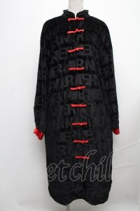 NieR Clothing / チャイナボタンベロアロングワンピース  赤ｘ黒 S-24-12-24-047-PU-JA-HR-ZT188