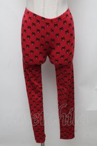 HYSTERIC GLAMOUR / ネコプリントレギンス  赤 S-24-12-27-082-PU-PA-AS-ZT189