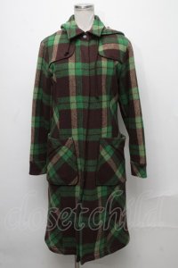 ALGONQUINS / チェックロングコート  グリーン S-24-12-27-051-AL-CO-AS-ZT-C008