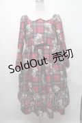 Emily Temple cute / Teddy Bear Tartanワンピース  赤 S-24-12-29-052-ET-OP-HR-ZT066