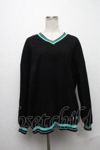 NieR Clothing / シエル配色ニット  黒ｘグリーン S-24-12-29-031-PU-TO-HR-ZT189