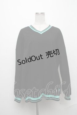 画像1: NieR Clothing / シエル配色ニット  黒ｘグリーン S-24-12-29-031-PU-TO-HR-ZT189