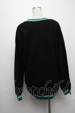 画像2: NieR Clothing / シエル配色ニット  黒ｘグリーン S-24-12-29-031-PU-TO-HR-ZT189
