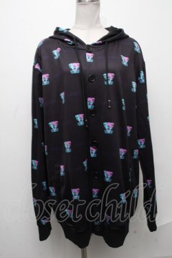 画像1: NieR Clothing / 転写ボタンデザインパーカー  黒 S-24-12-29-037-PU-TO-HR-ZT188