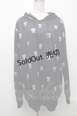 画像1: 【SALE】NieR CLOTHING / 転写ボタンデザインパーカー  黒 S-24-12-29-037-PU-TO-HR-ZT188