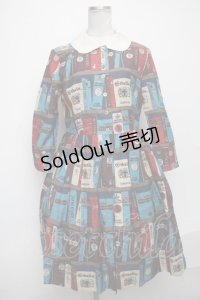 Jane Marple / British Libraryワンピース  ブルー S-25-01-05-043-JM-OP-HR-ZT362