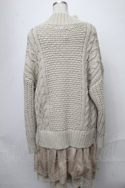 画像2: An MILLE / フリルデザインニットワンピース  グリーンｘベージュ S-25-01-11-022-EL-OP-AS-ZT165