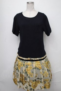 画像1: Jane Marple Dans Le Salon / トロンプルイユワンピース  紺 S-25-01-11-032-JM-OP-AS-ZT151