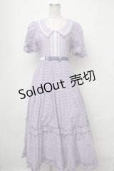 Maria pipi / セーラーカラーチェックレースドレス  ラベンダー S-25-01-11-039-EL-OP-AS-ZT154