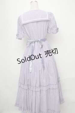 画像2: Maria pipi / セーラーカラーチェックレースドレス  ラベンダー S-25-01-11-039-EL-OP-AS-ZT154