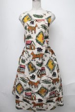 画像1: Jane Marple / Strolling cat tablier dress  オフ S-25-01-11-049-JM-OP-AS-ZT347 (1)
