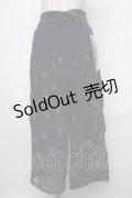 axes femme / 小花刺繍リラックスワイドパンツ  紺 S-25-01-17-074-AX-BL-HR-ZI