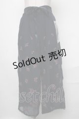 axes femme / 小花刺繍リラックスワイドパンツ  紺 S-25-01-17-074-AX-BL-HR-ZI