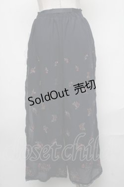画像2: axes femme / 小花刺繍リラックスワイドパンツ  紺 S-25-01-17-074-AX-BL-HR-ZI