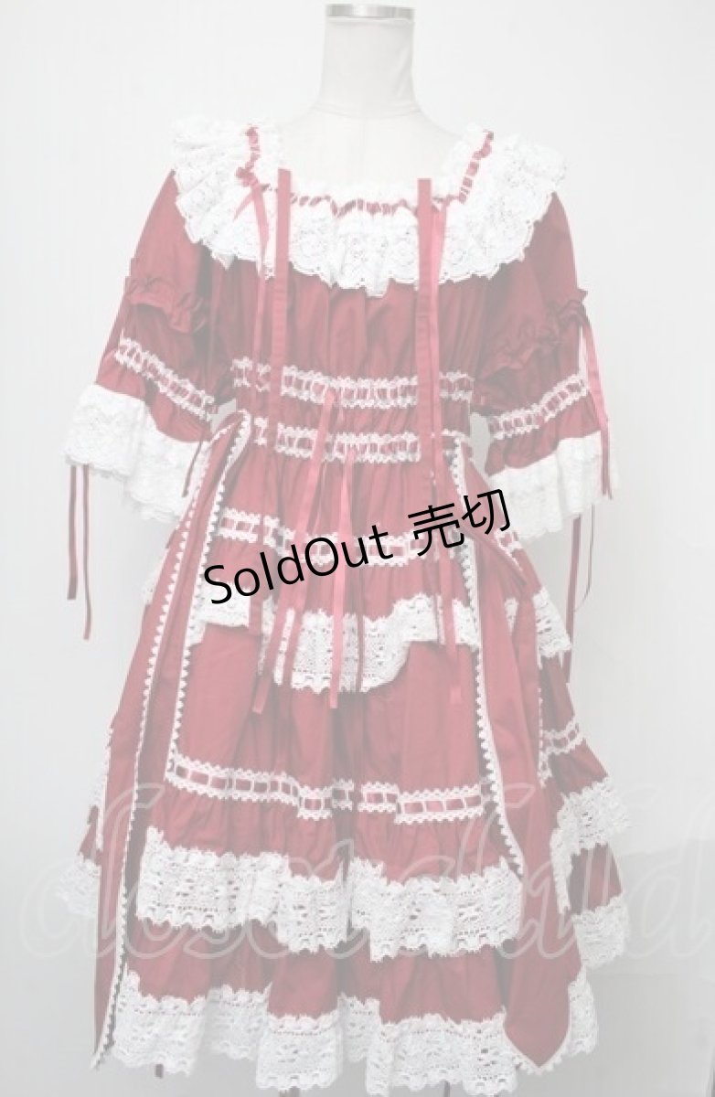 画像1: BABY,THE STARS SHINE BRIGHT / Confiture Ribbonワンピース  エンジ S-25-01-19-063-BA-OP-AS-ZS (1)