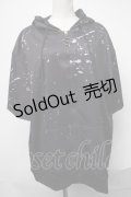 NieR Clothing / プリント半袖パーカー  黒ｘ紫 S-25-01-19-033-PU-TO-HR-ZS