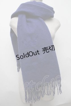 画像1: 【SALE】Jane Marple / ロゴクラウン刺繍マフラー  ネイビー S-25-01-22-011-JM-ZA-HR-ZT169