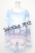 NieR Clothing / 転写Tシャツ  ブルー S-25-01-22-1065-PU-TS-HR-ZS