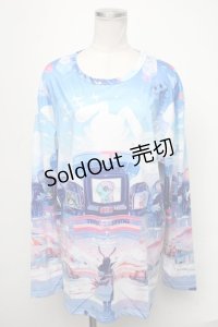 NieR Clothing / 転写Tシャツ  ブルー S-25-01-22-1065-PU-TS-HR-ZS