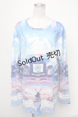 画像1: NieR Clothing / 転写Tシャツ  ブルー S-25-01-22-1065-PU-TS-HR-ZS